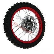 Ruota anteriore 14'' completa per Pit Bike AGB27 (rossa, ruota con tacchetti da 10mm)