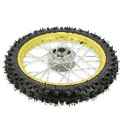 Ruota anteriore 14'' completa per Pit Bike AGB27 (oro, ruota con tacchetti da 10mm)