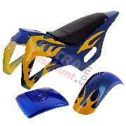 Carena per mini moto cross (Blu-giallo, tipo 1)