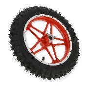 Ruota posteriore completa rosso per mini moto cross (10'', tipo 1)