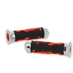 Coppia manopole Grip fiamma (Rosso-Nero) Typo 3 Pit Bike, Ricambi Pit Bike