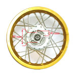 Cerchio posteriore per Pit Bike 14'' (tipo 3, oro)